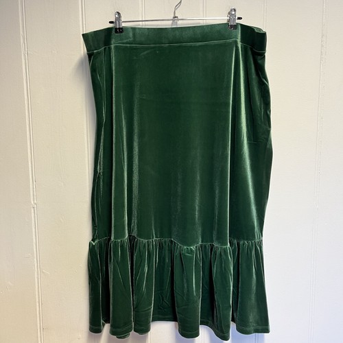 Seasalt Velvet Midi Skirt Size 22 Green Wildflower Tiered Christmas New RRP £75 - Picture 7 of 13