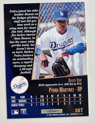 メジャーリーグ　カード　Pedro Martinez 1993 Select Rookie & Traded #36T Pedro Martinez Los Angeles