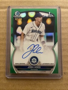 Signed Josh Hood 2023 Bowman Chrome 1st Green Refractor Autograph /99 Mariners