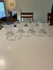 Godinger Shannon Glass Ice Cream Footed Bowl Dessert Dish Beach Palm Tree Set 4