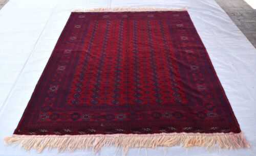Alfombra de lana oriental vintage afgana persa Bokhara 7x10 anudada a mano - Imagen 2 de 10