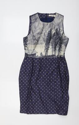 nice things Damen blau Viskosemischung Etuikleid Größe 10 Reißverschluss