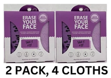 2x Erase Your Face Reusable Makeup Removing Cloth for Sensitive Skin (4 Cloths)