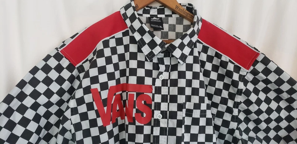 Vans Fly Society 方格纽扣前衬衫男式 XL — 第 4/4 张图片