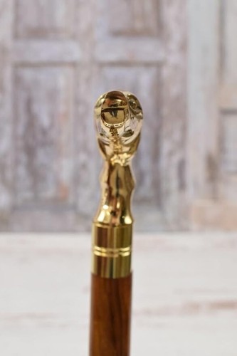 Vintage Brass Greyhound Dog Head Walking Stick/Cane - Picture 4 of 5