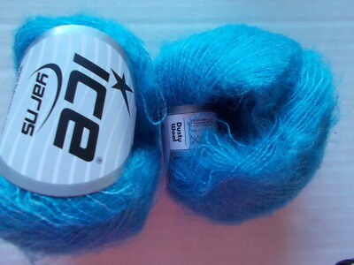 Ice Yarns Dusty Wool Superfine brushed yarn, light.blue, lot of 2 (297 yds ea)