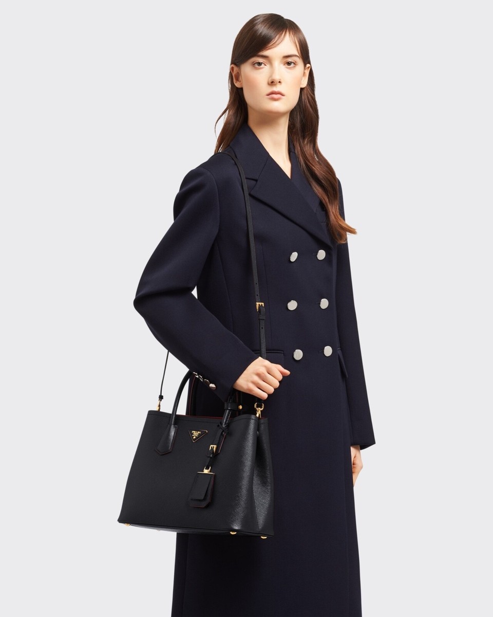69333 auth PRADA black / Fuoco red Saffiano leather LARGE 69333 auth PRADA black / Fuoco red Saffiano leather LARGE