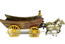 1950s Northwestern Co Tin Horse Drawn Conestoga Wagon Toy AS IS No Cloth Cover