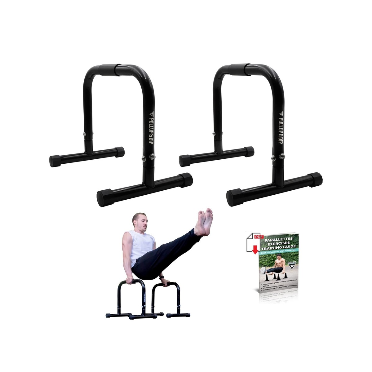 PULLUP & DIP Fitness Parallettes, Medium Parallette Bars For