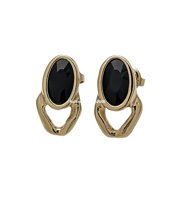 New 100% UNO de 50 Oval Bezel black Crystal The Queen  Stud Earrings PEN081N