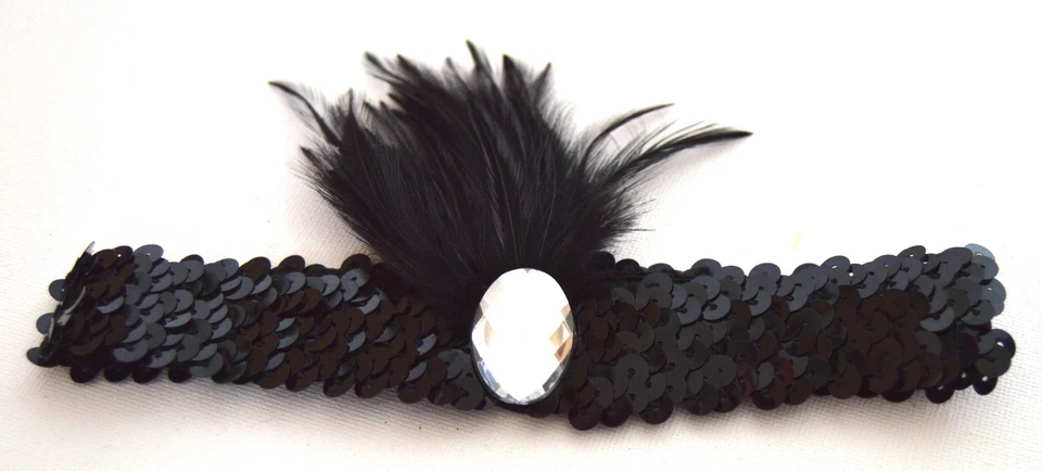 NUEVO Negro Lentebrilla con Piedra Ovalada Cinda Cabeza Bandeaux Festivales Moda Foto 4 de 4