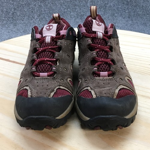 Timberland Shoes Youth 5 Hiking Sneakers Brown Leather Round Toe Lace Up Comfort - Picture 5 of 18