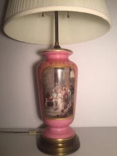 Vintage Pink Porcelain Lamp Victorian Old Paris Style 28"