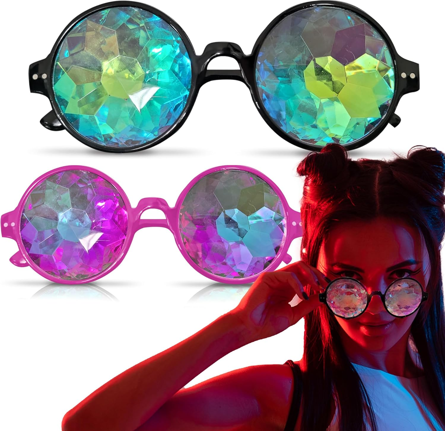 2Pk Kaleidoscope Glasses Rave Party Glasses for Festivals - Unique Visual Experi