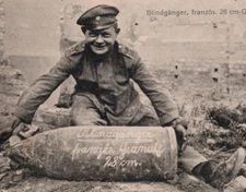 WWI German Army Soldier Artillery Shell Postcard