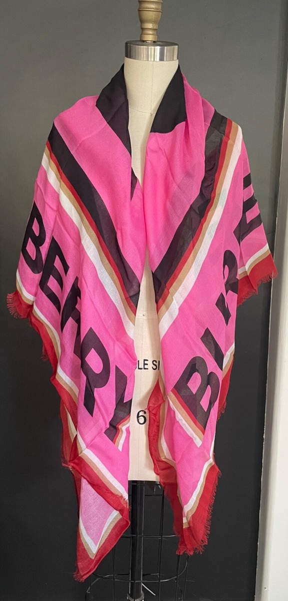 Burberry Box Text Modal Scarf Shawl Pink New, 135cm X 135cm | eBay