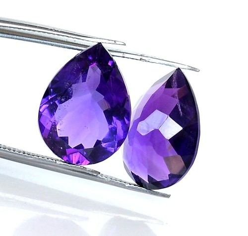 Certified Natural Amethyst Pear Cut Pair 16x12 mm 15.90 CTS Loose Gemstones - Picture 3 of 8