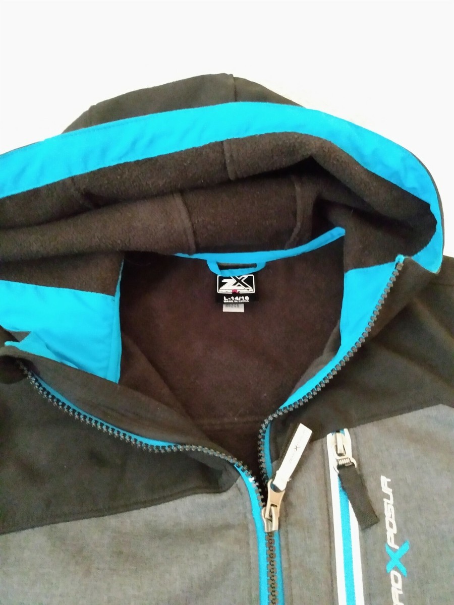 Z X Zero X Posur Gray Black Soft Shell Hood Pockets Zip Z X Zero X Posur Gray Black Soft Shell Hood Pockets Zip