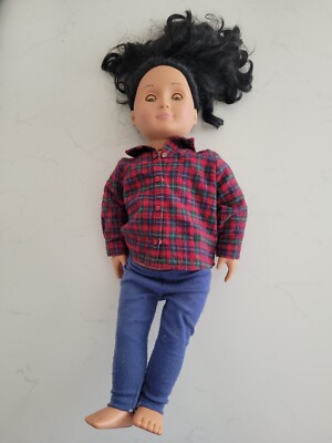 Battat Our Generation 18'' Brunette Cloth & Vinyl Girl Doll - Black Hair Flannel