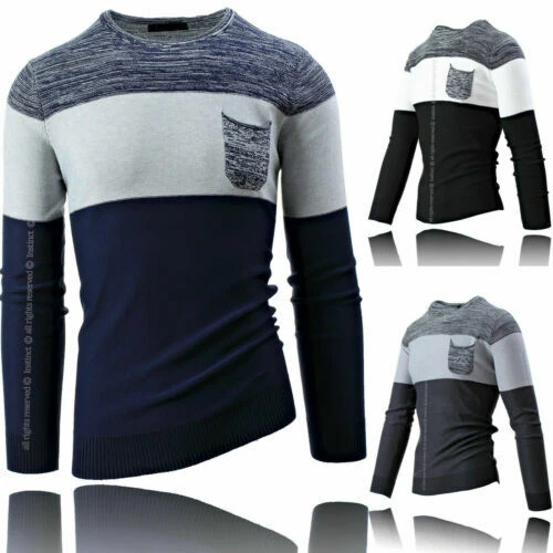 Maglioni e cardigan da uomo blu a fantasia righe