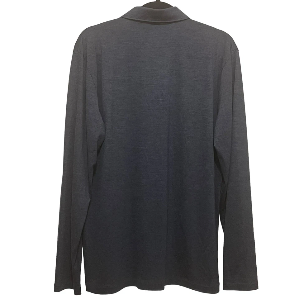 Hugo Boss Para Hombres Talla M Lana Virgen Ligero Tejido Cuello Botón Henley Azul Foto 4 de 4