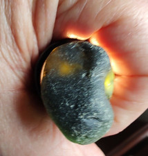 Genuine surf tumbled Sea Glass Beautiful dark green olive green color 15 gram