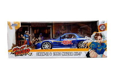 JADA STREET FIGHTER 1993 MAZDA RX-7 1/24 with CHUN LI FIGURE BLUE