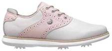 RTLS $120 FOOTJOY TRADITIONS WOMENS WHITE / PINK LEATHER SHOES SZ 10 - Open Box