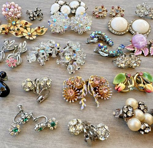 Vintage High-End Clip-on Screw Back Earrings Rhinestone Coro Austria Trembler 25 - Picture 8 of 24