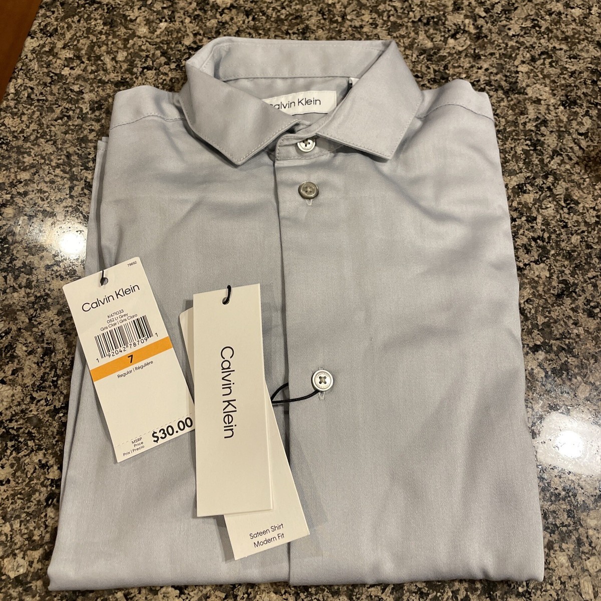 calvin klein grey dress shirt Calvin Klein Men's Refined Cotton Stretch Spread Collar Dress Shirt - Blue