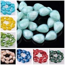 10pcs 18x13mm Teardrop Opaque Faceted Glass Loose Beads for Jewelry Making
