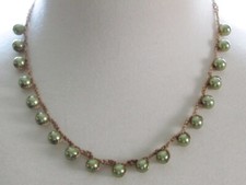 Crochet Necklace Green Necklace Hypoallergenic Necklace Hypoallergenic Jewelry M