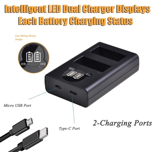 Paquete de 2 baterías NP-W126 NP-W126s + cargador LCD para Fujifilm X100F X-A1 X-A2 X-A3 - Imagen 5 de 5