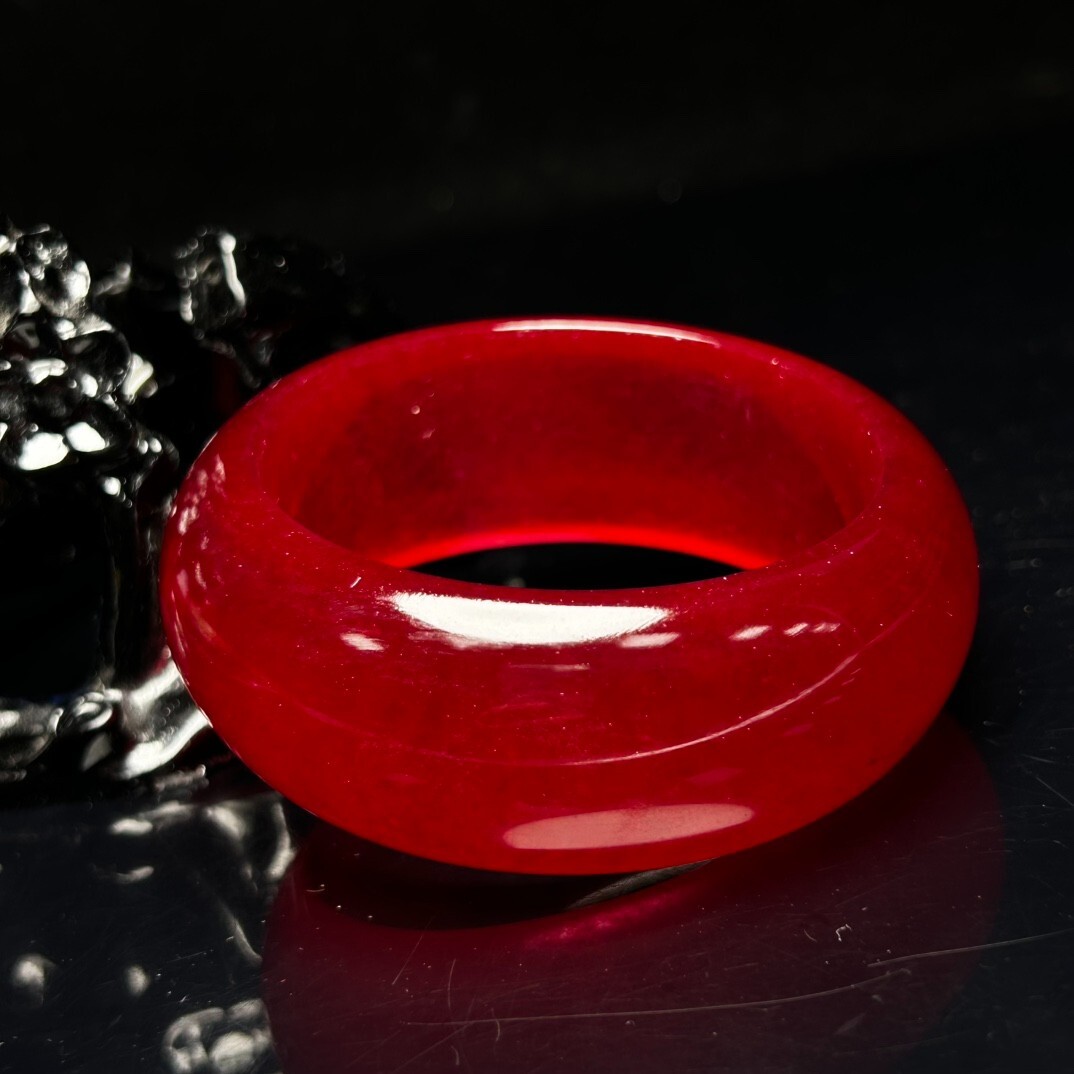 Real Natural Burmese Red Jade jadeite tyre bracelet bangle 56mm