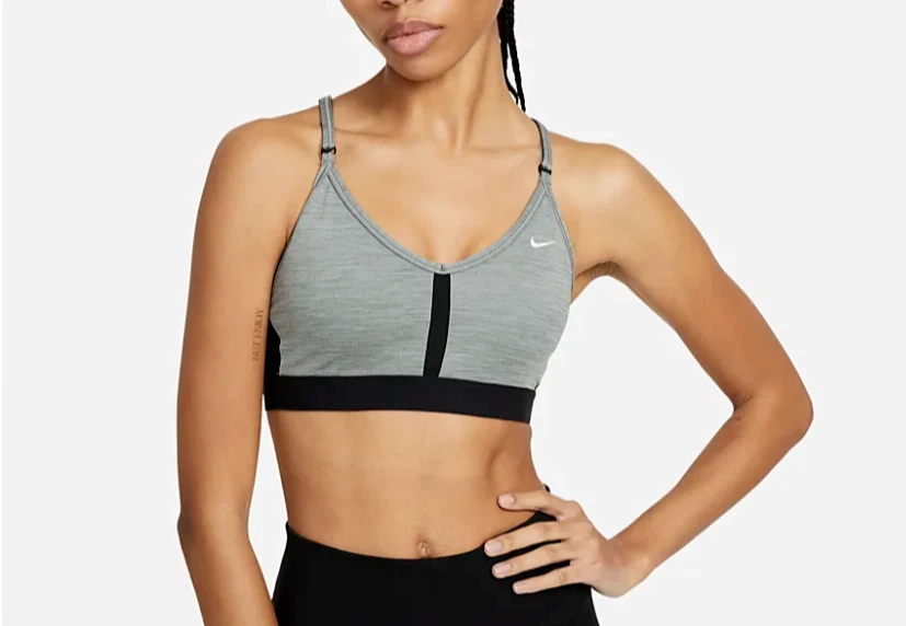 NIKE Women's Dri-FIT Indy Padded V Neck Sports Bra Low Impact Size L - Grey  NWOT