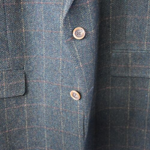 Vtg 90s Evan Picone 44R Green Windowpane Elbow Patch Blazer Jacket Sport Coat - Picture 3 of 9