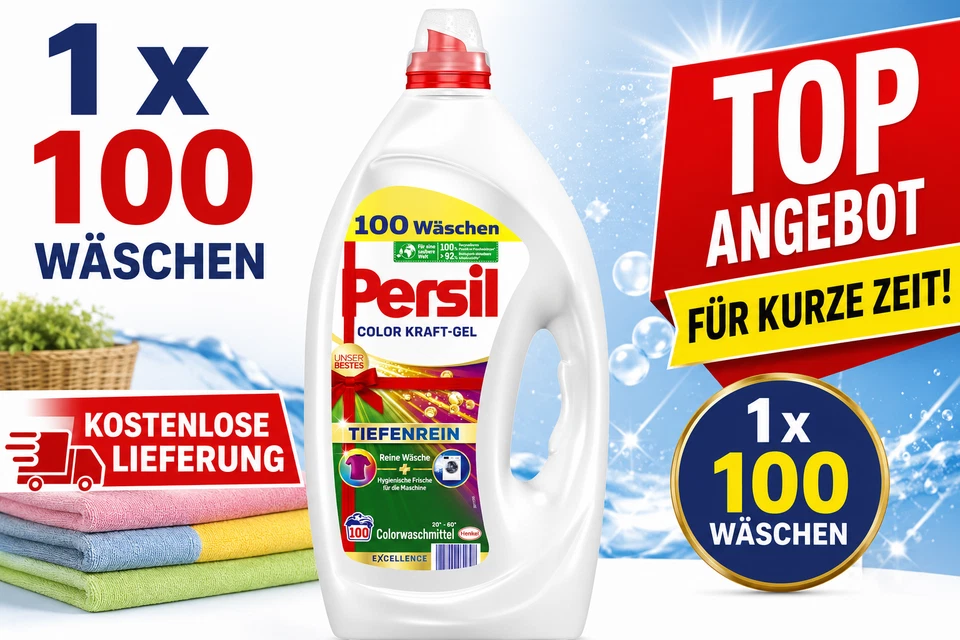 PERSIL Color Kraft-Gel Tiefenrein Waschmittel Flüssig (100 WL) 1x 4,5L - Bild 1 von 4