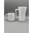 Milk Glass Mug Set 2 - Tall & Short - Vintage 1970s