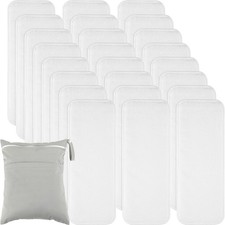 Best 24 Pack Cloth Diaper Inserts Reusable Newborn 3 Layer Absorbent Breathable