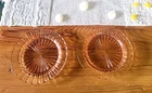 Pink Depression Glass 6 3/4" Dessert Plates Starburst Ribbed Pattern Set of 2