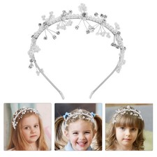 Birthday Headband for Girls Faux Pearl Hair Hoop Flower Headbpiece