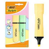 3086123742451 BIC Flat ZakreśLacz żółTy Zielony Pastel Blister 2Szt BIC