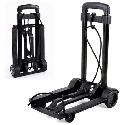 GEEZY Folding Hand Truck Trolley Lightweight Cart Shopping Luggage Wheels Cord Handle