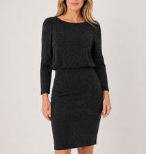 Alice + Olivia Aerin Black Metallic Boat Neck Long Sleeve Bodycon Dress Size Sma