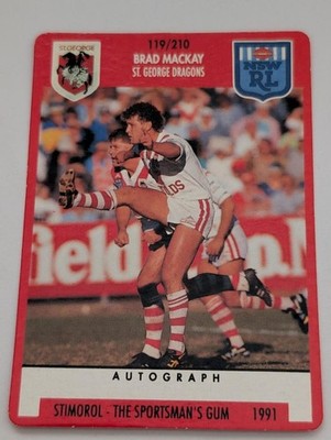 1991 Stimorol NRL Trading Card Brad Mackay Dragons #119/210