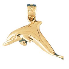 Dolphin Charm Pendant 14k Gold