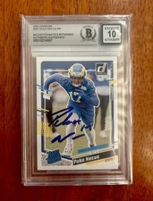 PUKA NACUA Los Angeles Rams Autographed Rookie 2023 Panini Donruss #357 BKT 10