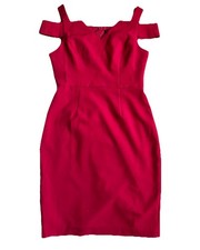 White House Black Market Cold Shoulder Little Red Sheath Dress 6 Party Cocktail