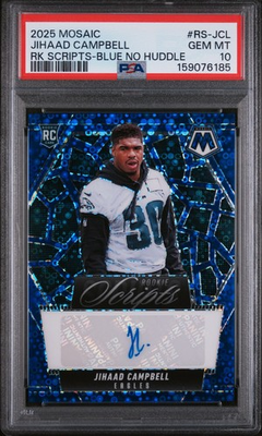 #ad #ad 2025 Panini Mosaic Rookie Scripts Jihaad Campbell Blue No Huddle #RS JCL PSA 10 $150.00
