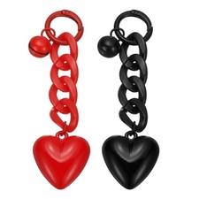 2 Pcs Plastic Cute Heart Keychain for Women for Handbag, Black/Red